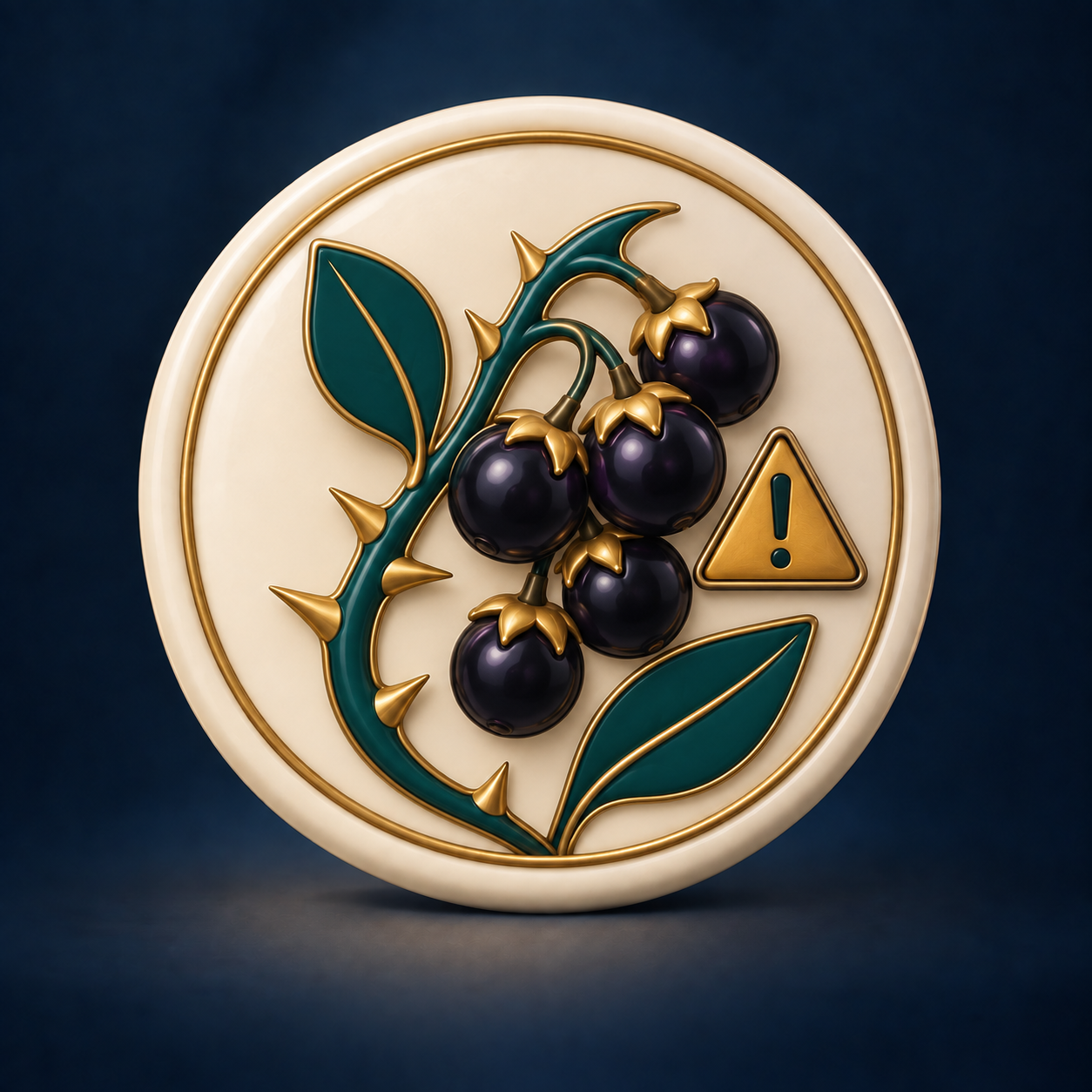 Colorado Plants & Practical Care’s decorative berries, thorny branch and warning emblem